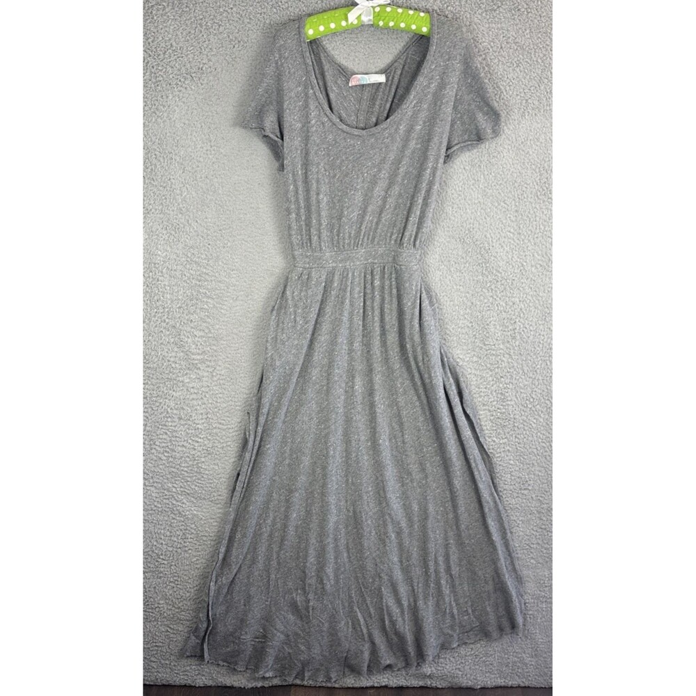 Free People FP Beach "Andrina" Short Sleeve Maxi Dress Heather Grey Beach Boho
